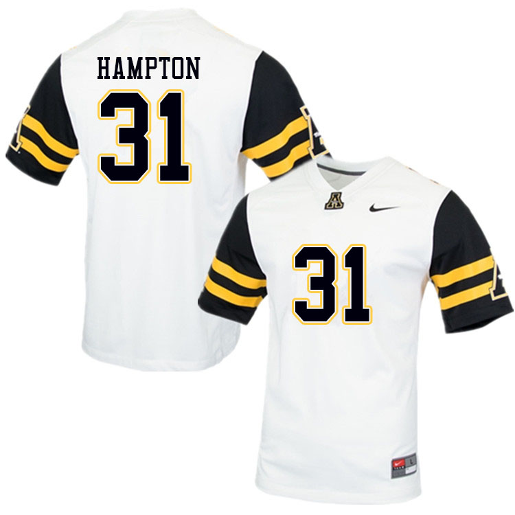 Men #31 Nick Hampton Appalachian State Mountaineers College Football Jerseys Sale-White - Click Image to Close